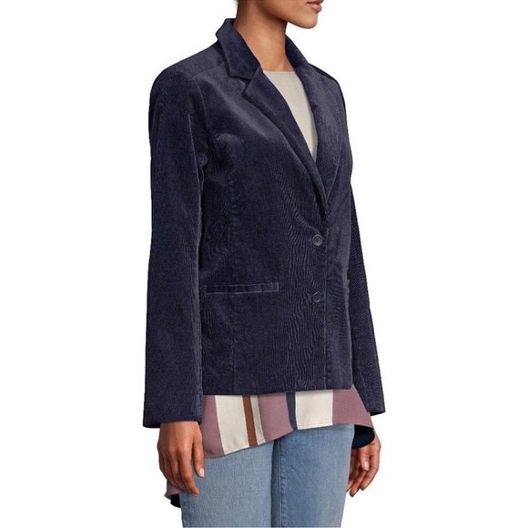 Eileen Fisher Mid Night blue Notch Lapel Corduroy Blazer size 6 - Picture 3 of 14